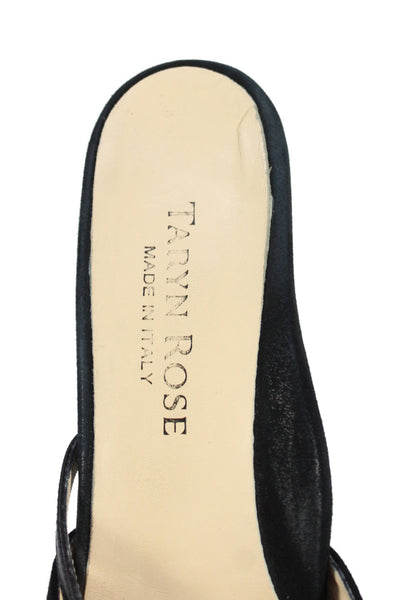 Taryn Rose Womens Suede Jeweled Slide On Sandal Heels Black Size 41 11
