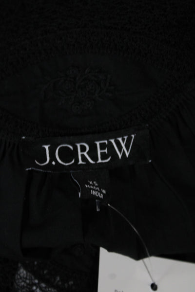J Crew Womens Cropped Black Cotton Scoop Neck Sleeveless Blouse Boho Size XS
