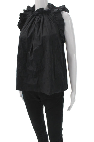 Ulla Johnson Women Sleeveless High Neck Cotton Tunic Bohemian Black Size 0