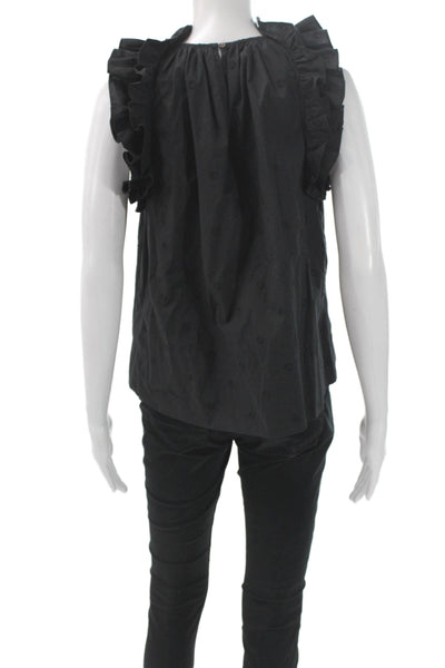 Ulla Johnson Women Sleeveless High Neck Cotton Tunic Bohemian Black Size 0