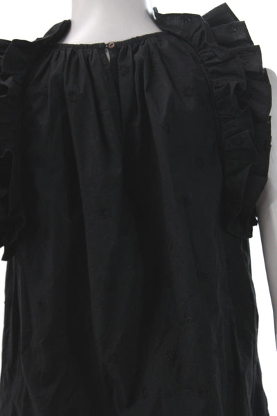 Ulla Johnson Women Sleeveless High Neck Cotton Tunic Bohemian Black Size 0