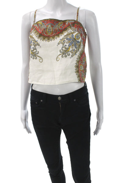 Veronica Beard Womens Paisley Linen Camisole Square Neck Sleeveless Size XS