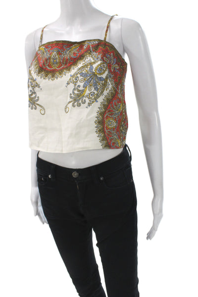 Veronica Beard Womens Paisley Linen Camisole Square Neck Sleeveless Size XS