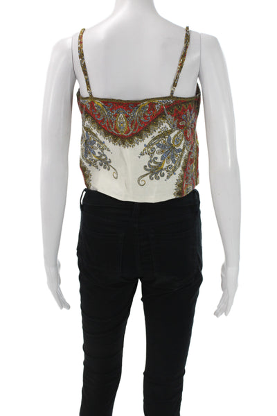 Veronica Beard Womens Paisley Linen Camisole Square Neck Sleeveless Size XS