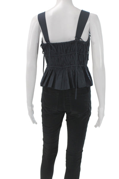 Ulla Johnson Women Black Camisole Blouse Square Neck Boho Size 2
