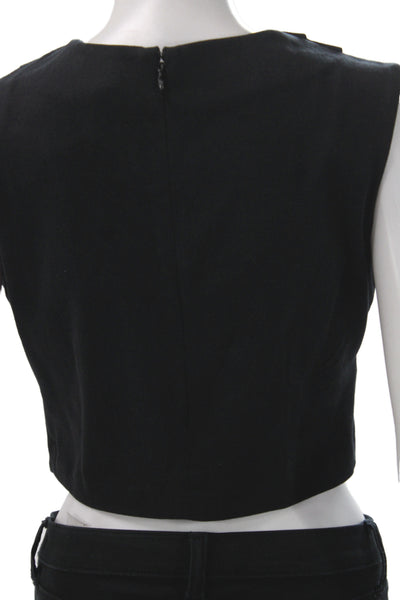 Banana Republic Womens Cropped Cowl Neck Black Cotton Tank Zip Size XS