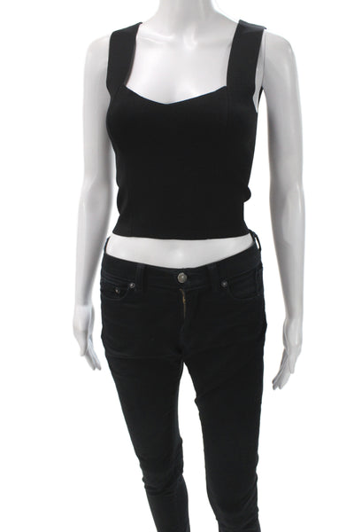 ALC Womens Cropped Sweetheart Tank Sleeveless Black Size S