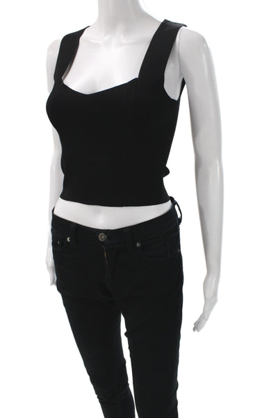 ALC Womens Cropped Sweetheart Tank Sleeveless Black Size S