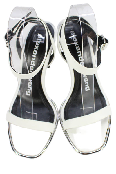 Alexander Wang Womens Leather Buckled High Heels White Size 8