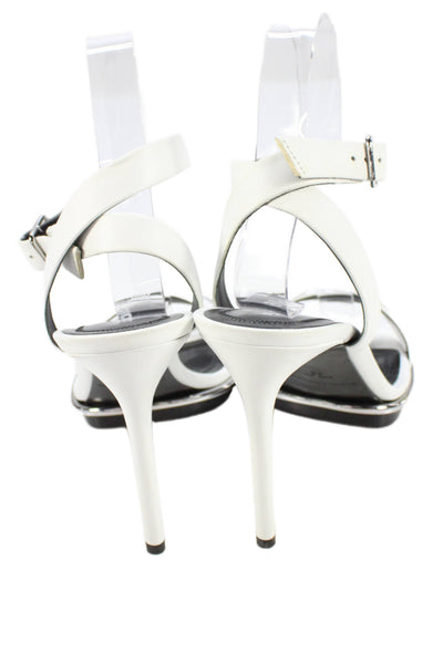 Alexander Wang Womens Leather Buckled High Heels White Size 8