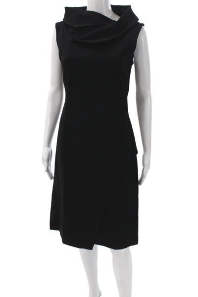 Porto Womens Sheath Dress Black Cowl Neck Sleeveless Pullover Viscose Size 1