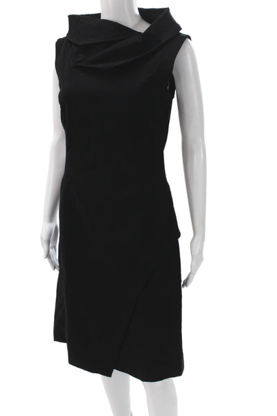 Porto Womens Sheath Dress Black Cowl Neck Sleeveless Pullover Viscose Size 1