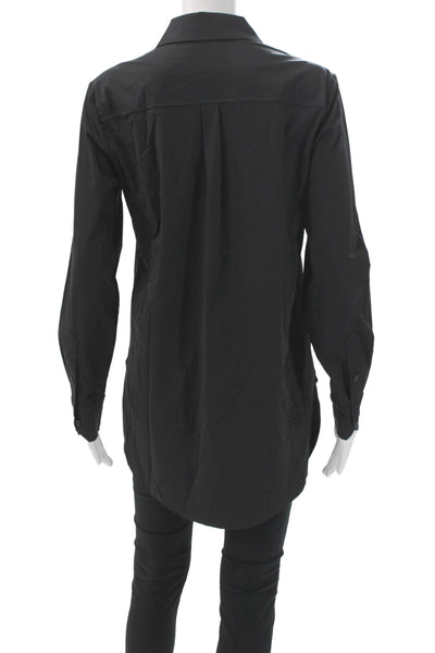 Lysse Women Black Collared Tunic Button-Up Long Sleeve Solid Size S