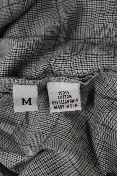 Vitamin Women Tunic Button-Up Gray Plaid Collared Cotton Long Sleeve Size M