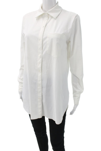 Lysse Womens Tunic Button-Up Collared Long Sleeve White Solid Size S