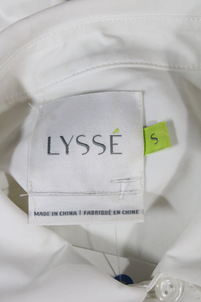 Lysse Womens Tunic Button-Up Collared Long Sleeve White Solid Size S