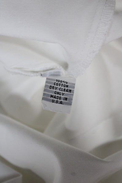 Vitamin Womens Basic Jacket White Cotton Collared Zip Long Sleeve Size S