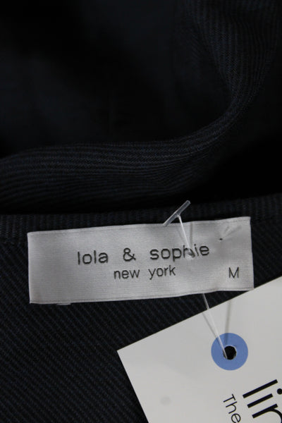 Lola & Sophie Womens Black Linen Basic Jacket Button 3/4 Sleeve Size M