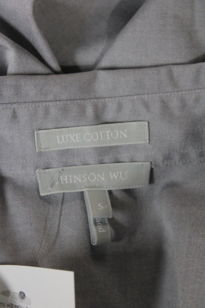 Hinson Wu Women Tunic Collared Button Up Gray 100% Cotton Long Sleeve Size S