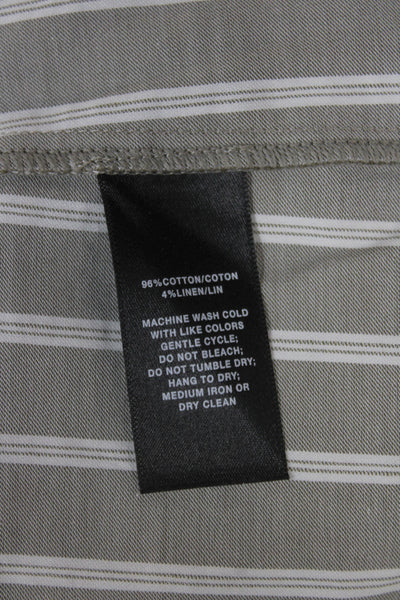 Lafayette 148 New York Womens Tunic Blouse Gray Striped V Neck Size M