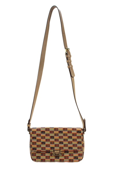 Moreau Womens Geometric Print Adjustable Shoulder Bag Orange