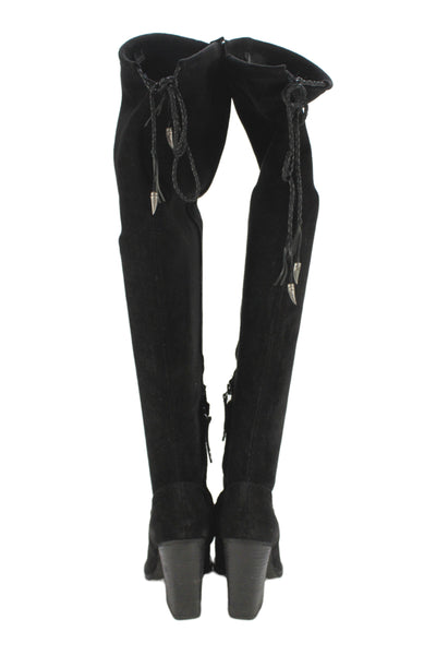 Dolce Vita Womens Suede Pointed Toe Knee High Boots Black SIze 6