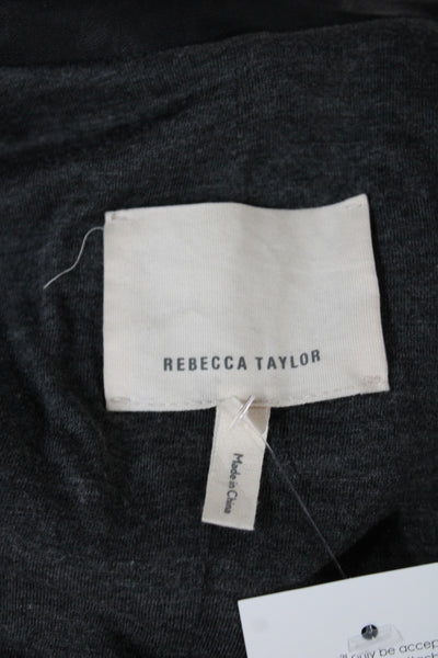 Rebecca Taylor Womens Black Leather Biker Jacket Button Size 2