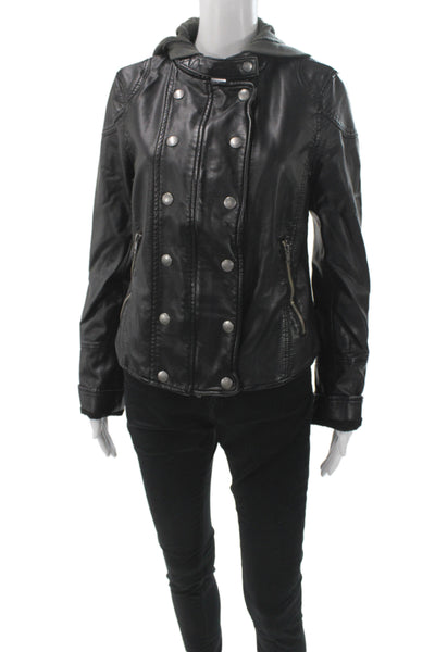 We The Free Womens Military Jacket Black Rayon Button Long Sleeve Size S