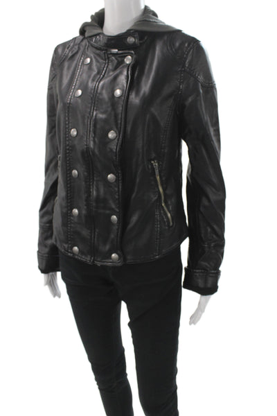 We The Free Womens Military Jacket Black Rayon Button Long Sleeve Size S
