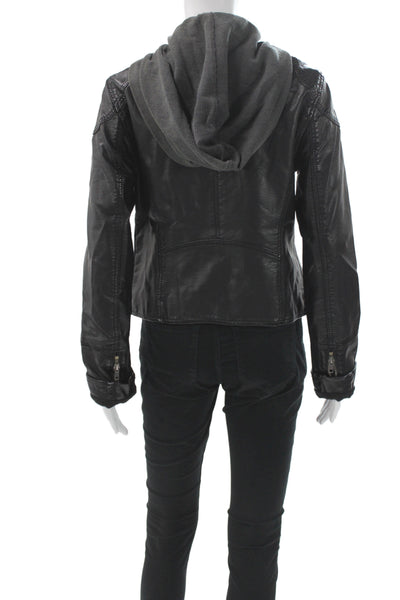 We The Free Womens Military Jacket Black Rayon Button Long Sleeve Size S