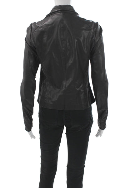 Vince Women Biker Jacket Black Zip Long Sleeve Size S