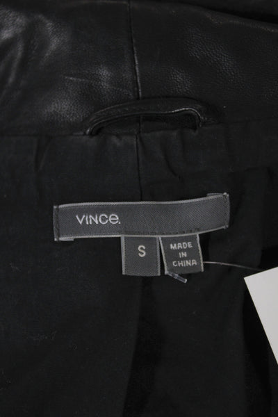 Vince Women Biker Jacket Black Zip Long Sleeve Size S
