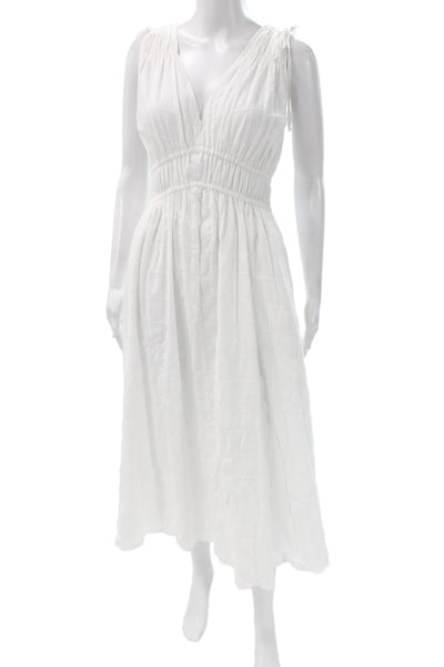 Madewell Womens Fit & Flare Dress White Cotton V-Neck Sleeveless Midi Size S