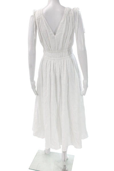 Madewell Womens Fit & Flare Dress White Cotton V-Neck Sleeveless Midi Size S