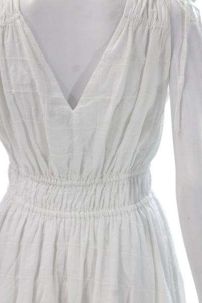 Madewell Womens Fit & Flare Dress White Cotton V-Neck Sleeveless Midi Size S