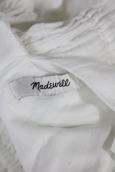 Madewell Womens Fit & Flare Dress White Cotton V-Neck Sleeveless Midi Size S