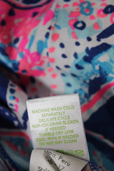 Lilly Pulitzer Women Shift Dress Blue Pima Cotton 3/4 Sleeve Short Size S