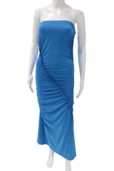 Anthropologie Women Bodycon Off the Shoulder Blue Midi Dress Size PS
