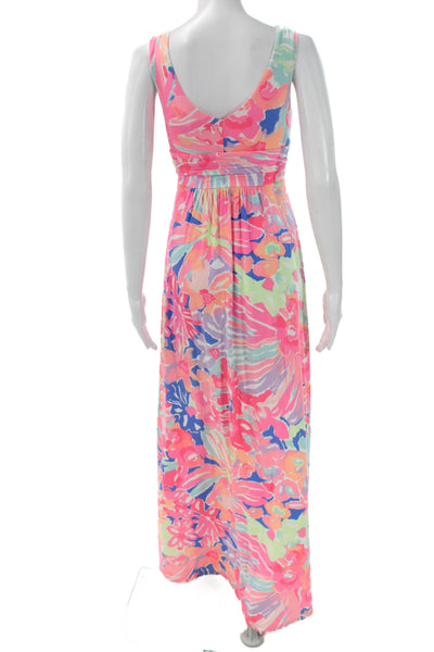 Lilly Pulitzer Womens Floral Multicolor Maxi Dress V-Neck Sleeveless Size XS