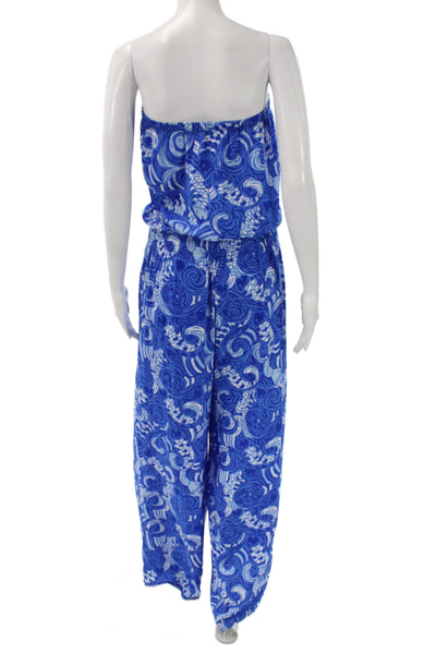 Lilly Pulitzer Women Jumpsuit Blue Off Shoulder Geometric Sleeveless Size S