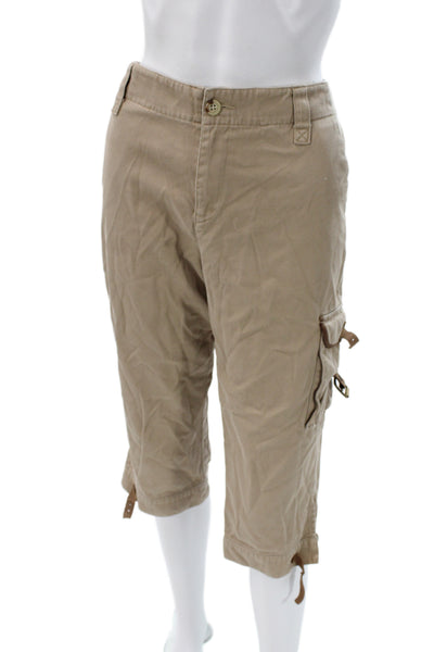 Lauren Ralph Lauren Women Capri Pants Beige Cotton Button Size 8P