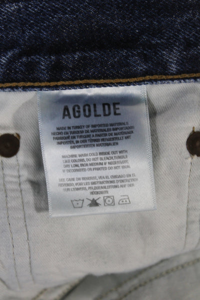 Agolde Women Straight Jeans Blue High Rise 30 Inseam 100% Cotton Size 26