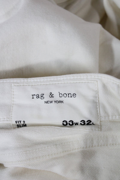 Rag & Bone Mens Straight Jeans White Cotton Button Size 33