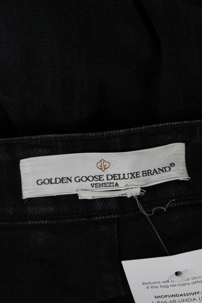 Golden Goose Deluxe Brand Mens Straight Black Jeans Cotton Button Size 34