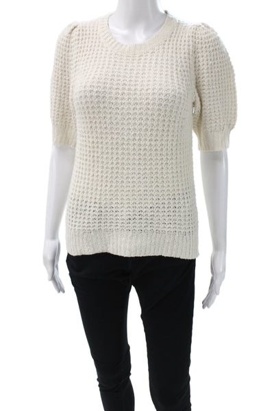 Michael Stars Womens Sweater Cotton Crew Neck Short Sleeve Ivory Size XS