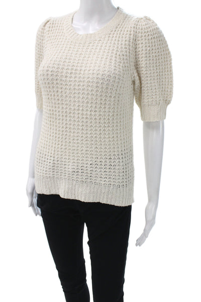 Michael Stars Womens Sweater Cotton Crew Neck Short Sleeve Ivory Size XS