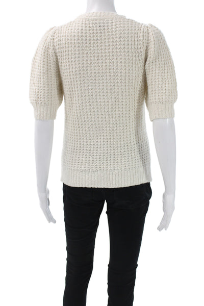 Michael Stars Womens Sweater Cotton Crew Neck Short Sleeve Ivory Size XS