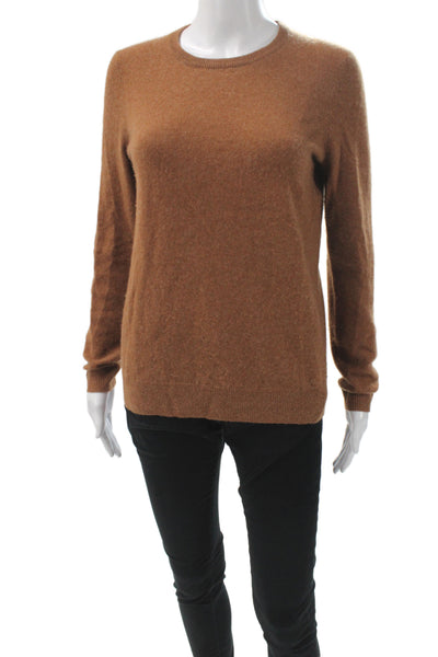 C by Bloomingdales Women Pullover Sweater 100% Cashmere Crew Neck Brown Size S