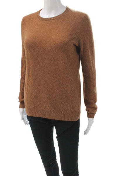 C by Bloomingdales Women Pullover Sweater 100% Cashmere Crew Neck Brown Size S
