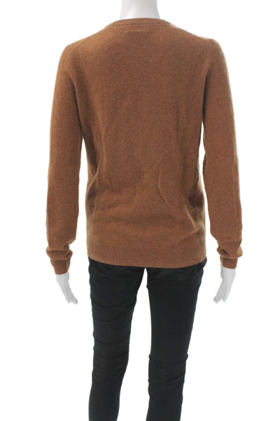 C by Bloomingdales Women Pullover Sweater 100% Cashmere Crew Neck Brown Size S